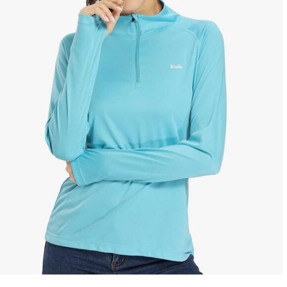 NEW Willit Womens ¼ Zip Shirt Top Outdoor Golf Running Blue Size 2XL - Picture 1 of 7
